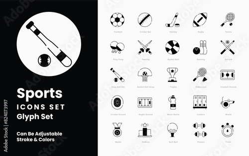 Sports icons collection. Set contains such Icons as Superstar, Prodigy, Trailblazer, Olympian, World Champion, GOAT, Icon, Sportsman, Sportswoman, and more