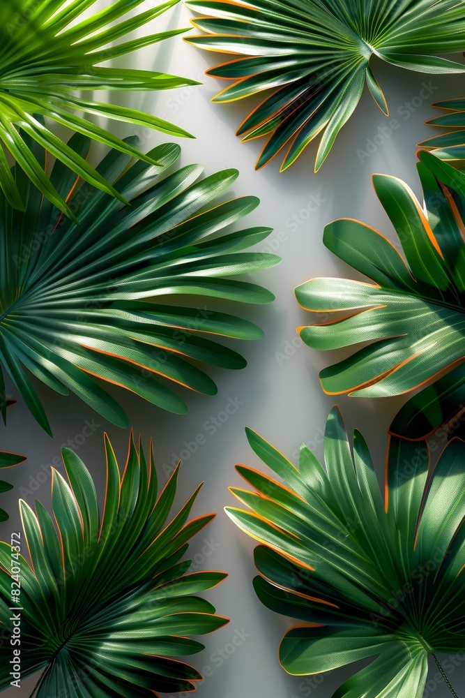 Green tropical palm leaves
