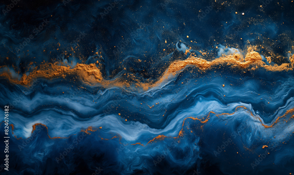 Blue and gold marble surface. Blue and gold marble surface.