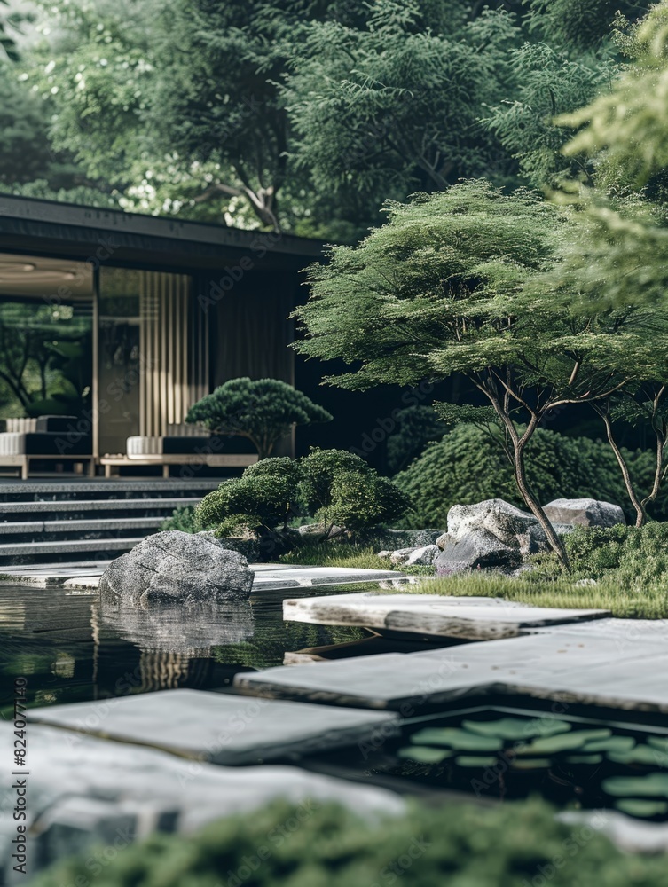 Japanese garden design in a modern minimalist style Japanese garden design in a modern minimalist style