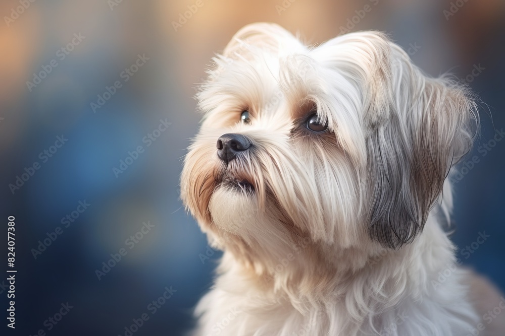 A small white dog with a black nose and brown eyes A small white dog with a black nose and brown eyes