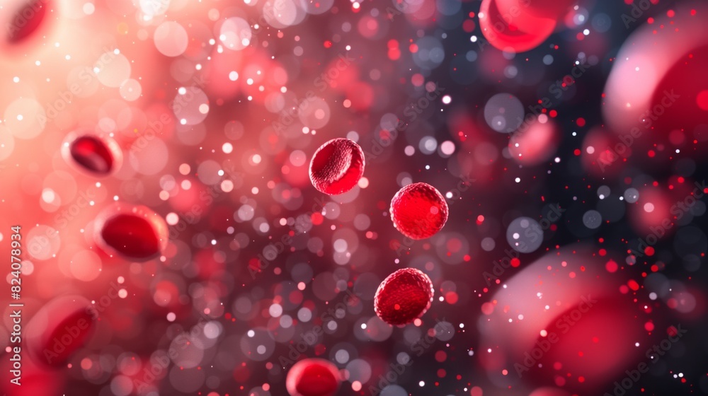 Red blood cells floating in a surreal, microscopic environment Red blood cells floating in a surreal, microscopic environment