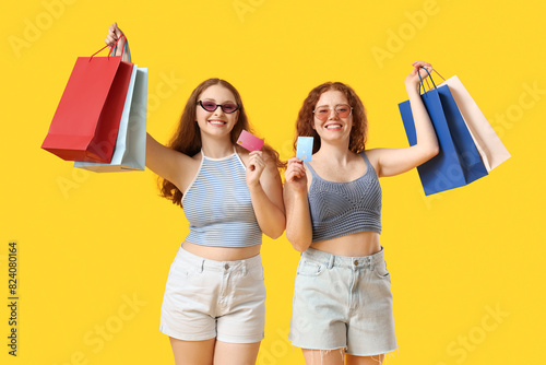 Happy redhead sisters with ...
