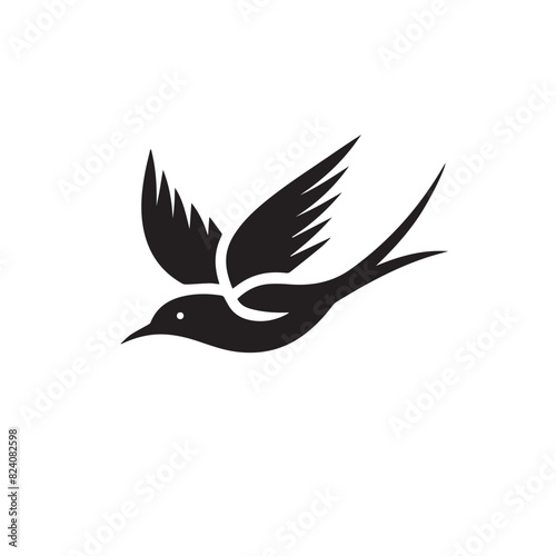 Swallow in cartoon  doodle style . Image for t-shirt  web  mobile apps and ui. Isolated 2d vector illustration in logo  icon  sketch style  Eps 10  black and white. AI Generative