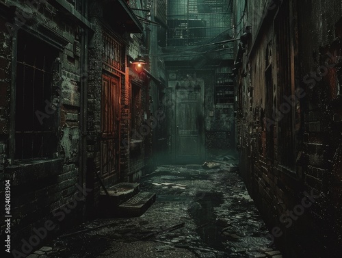 Zombie apocalypse horror theme dark urban alley