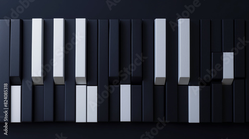 Abstract Close-Up of Piano Keys with Unique Geometric Design  Black and White Minimalist Musical Instrument Art for Creative and Modern Themes