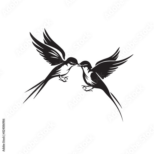 Swallow in cartoon, doodle style . Image for t-shirt, web, mobile apps and ui. Isolated 2d vector illustration in logo, icon, sketch style, Eps 10, black and white. AI Generative © Alexey