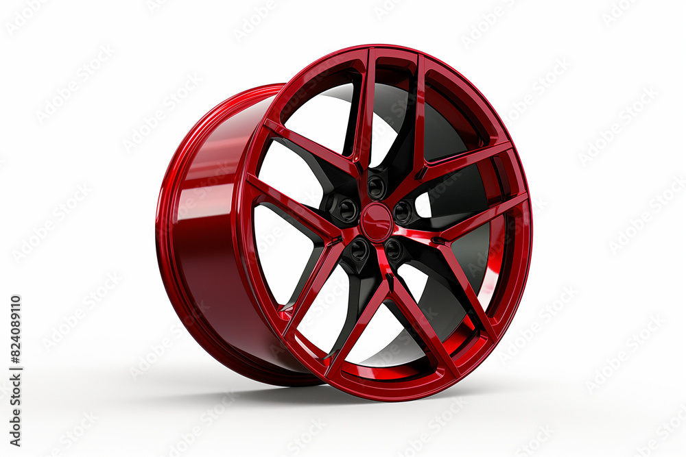 Obraz premium Red Wheel on White Background