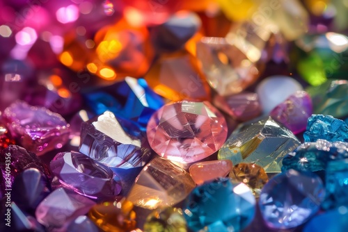 A heap of multicolored gems dazzles with a range of hues  reflecting the surrounding light playfully