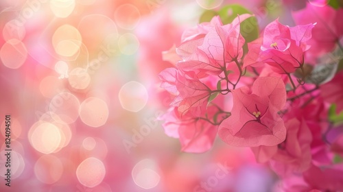 Pink Bougainvillea with space for text a detailed shot of a flower against a blurred backdrop