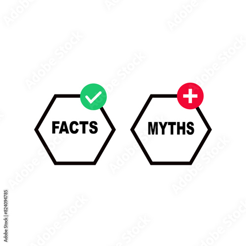 thin line speech bubbles with facts and myths. flat stroke style trend modern logotype graphic art design isolated on white background. concept of thorough