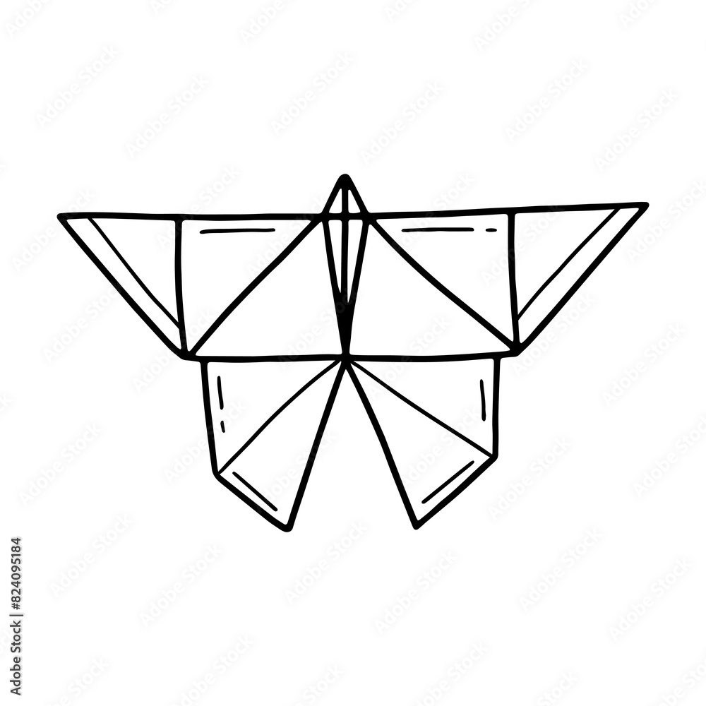Origami butterfly in simple doodles style. illustration isolated on white background. Origami butterfly in simple doodles style. illustration isolated on white background.