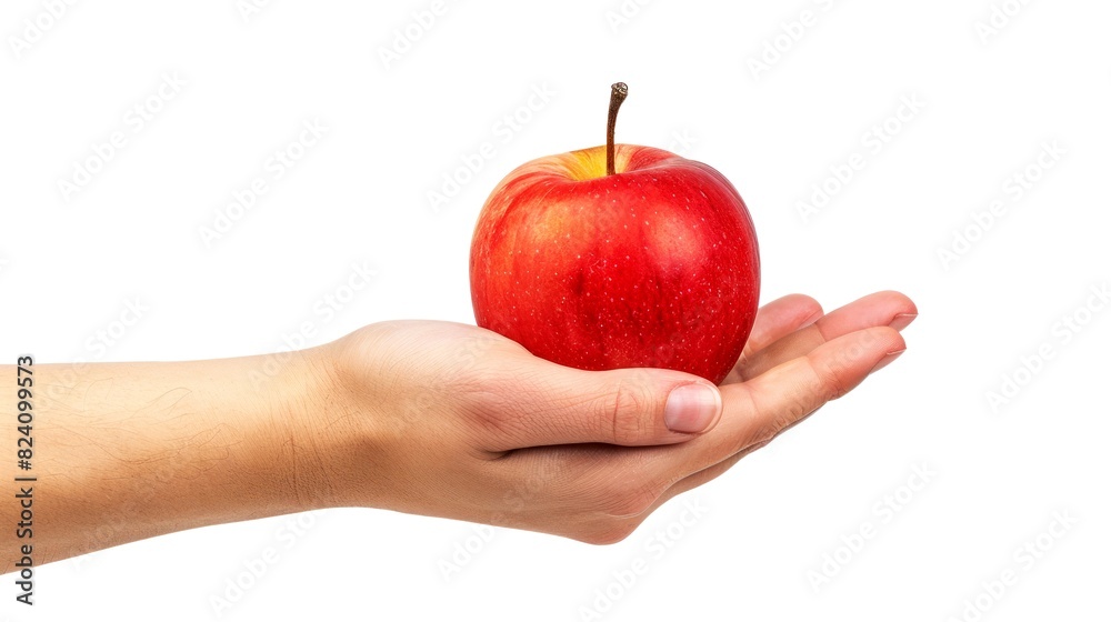 holding apple white backgrond holding apple white backgrond