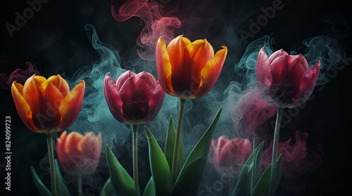 red and yellow tulips. Genrative.ai 