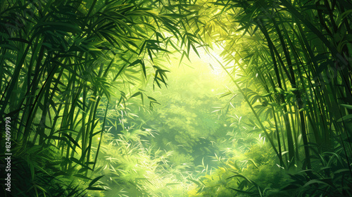 Bamboo forest with tall trees suitable for naturethemed designs  environmental concepts  outdoor activities  and peaceful backgrounds in designs.