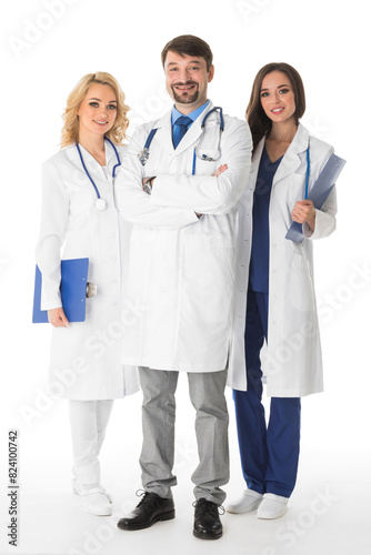 Doctors stand shoulder to shoulder