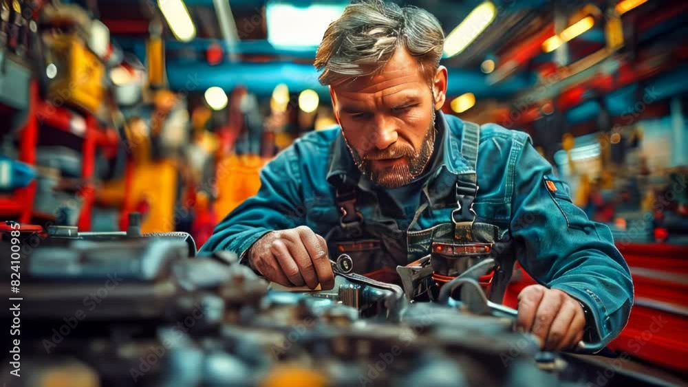Portrait of a young male mechanic working in a car workshop Portrait of a young male mechanic working in a car workshop