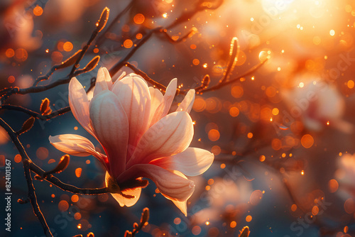A beautiful magnolia blossom background 
