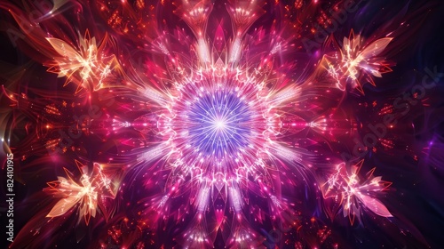 An abstract kaleidoscope background created from a fireworks photograph.