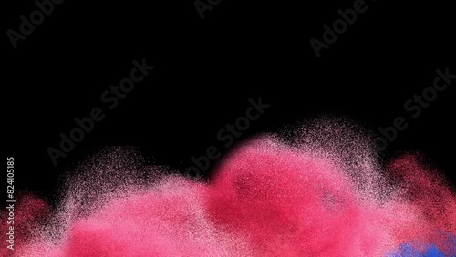 Color Burst iridescent multicolored colorful rainbow smoke powder explosion fluid ink particles slow motion isolated on black background