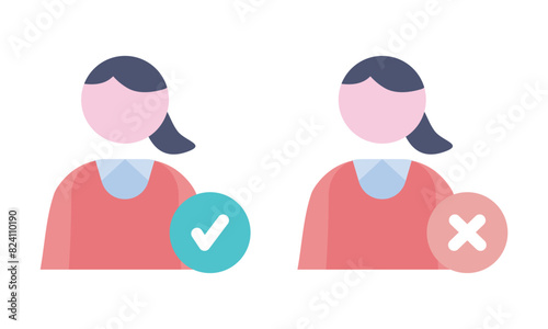 女性　チェック　バツ