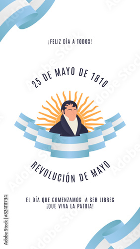 25 de Mayo de 1810, día de la revolución argentina. Viva la patria. Historia para redes sociales