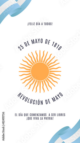 25 de Mayo de 1810, día de la revolución argentina. Viva la patria. Historia para redes sociales