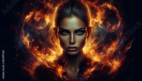 Fiery Portrait of a Powerful Woman