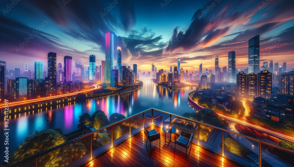 Obraz premium Vibrant Cityscape at Dusk