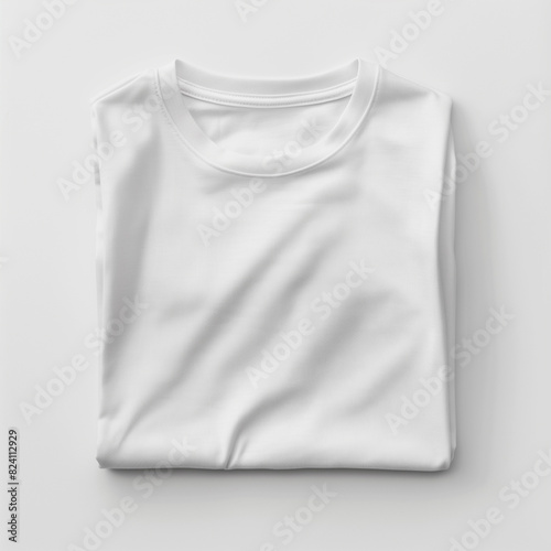 Plain T-Shirt Mockup on White Background, Front View, Detailed Illustration, Fashion and Apparel, Blank Clothing Design, Product Display, 4K Wallpaper, Poster © Susana