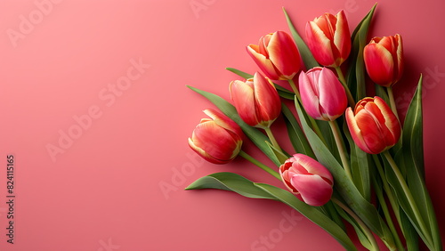 tulip flower isolated on pastel pink background