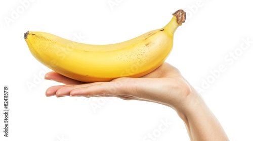 holding banana white background