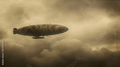 Soaring High: The Grandeur and Beauty of Vintage Zeppelin Travel amidst an Ethereal Sky