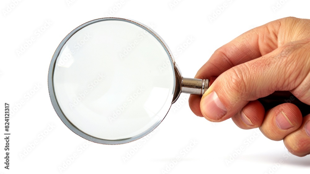 holding magnifying glass white backgrond holding magnifying glass white backgrond