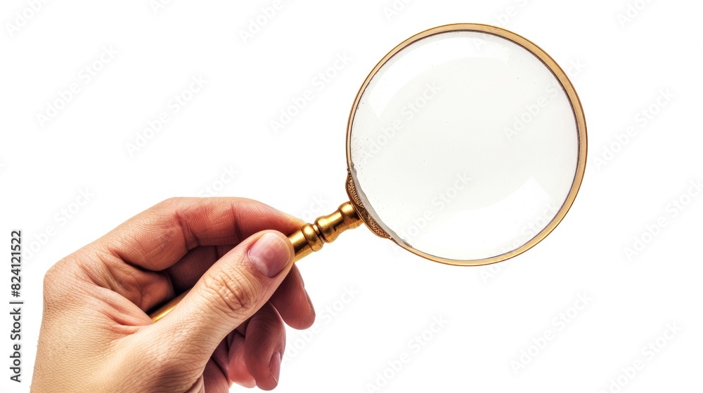 holding magnifying glass white backgrond holding magnifying glass white backgrond