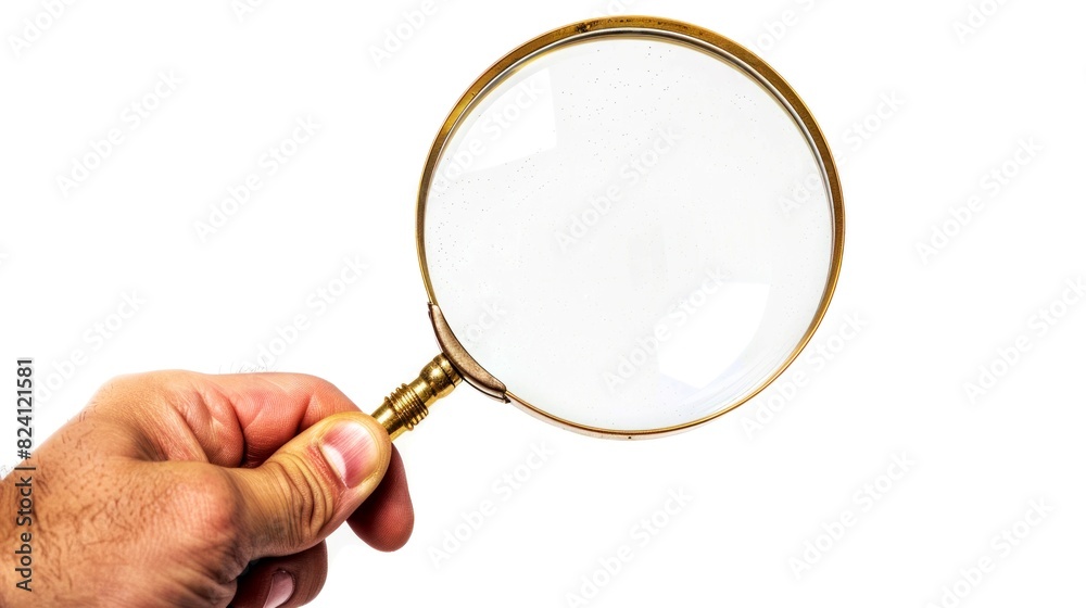 holding magnifying glass white backgrond holding magnifying glass white backgrond