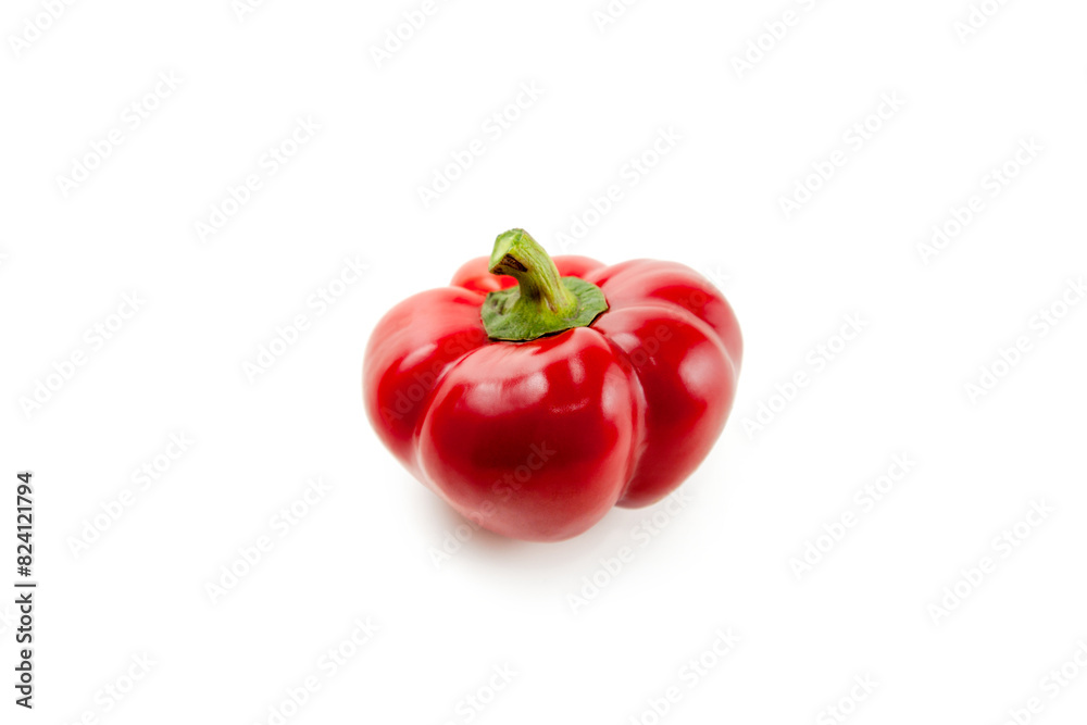 Whole red bell pepper isolated on white background with clipping path. . Whole red bell pepper isolated on white background with clipping path. .