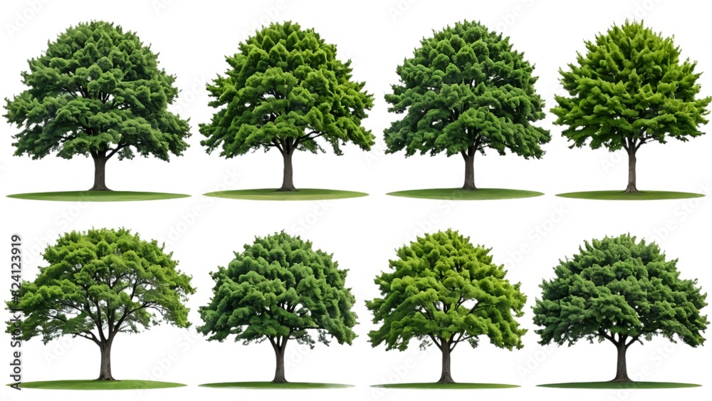 Set of tree isolated on white background