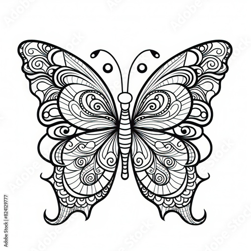 Adult Butterfly Coloring Pages: Elegant and Intricate Designs for Relaxation and Creativity © infiniti