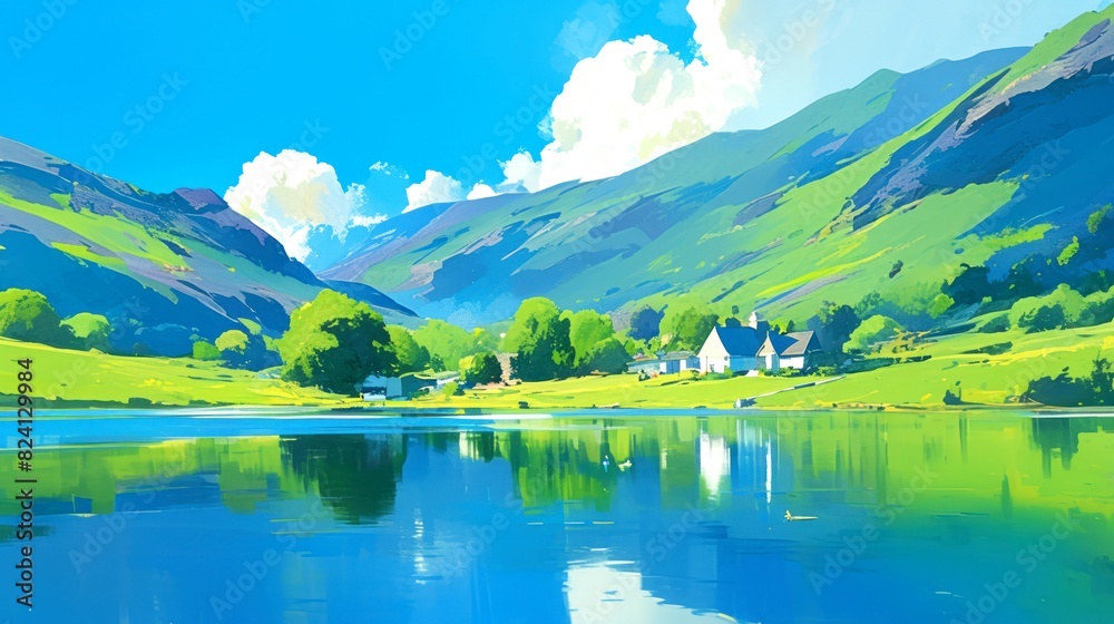 Fototapeta premium landscape jungle of african anime style