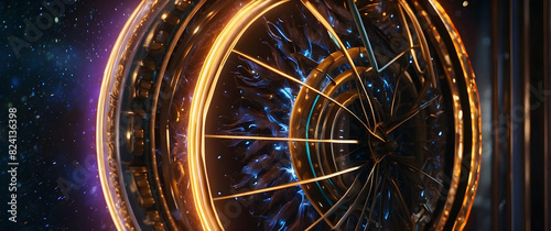 Wallpaper Mural Futuristic circular golden machinery Torontodigital.ca