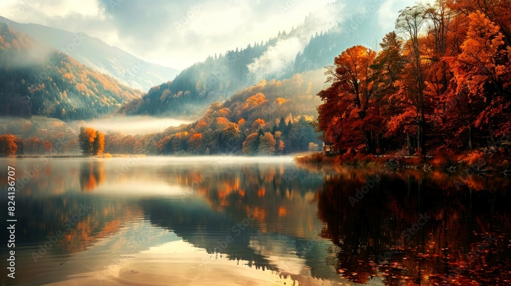 Fototapeta premium landscape of spring winter summer and autumn