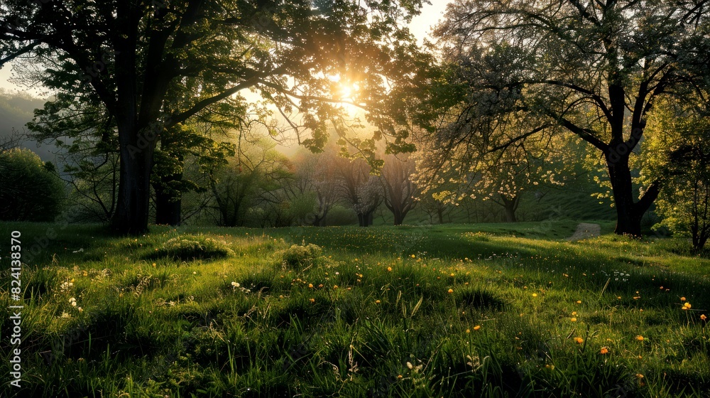 Naklejka premium landscape of spring winter summer and autumn