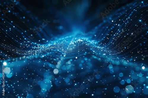 futuristic dark blue background with glowing particles and lines abstract digital technology wallpaper