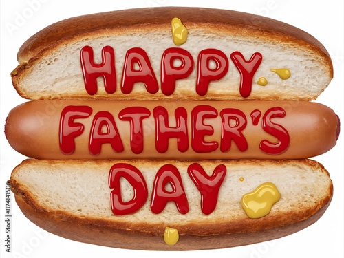 Happy Father's Day Message with Fun Hot Dog Design and Condiments