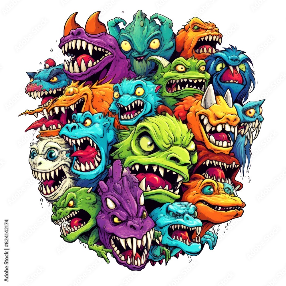 Fototapeta premium art 80s of monster isolate white background