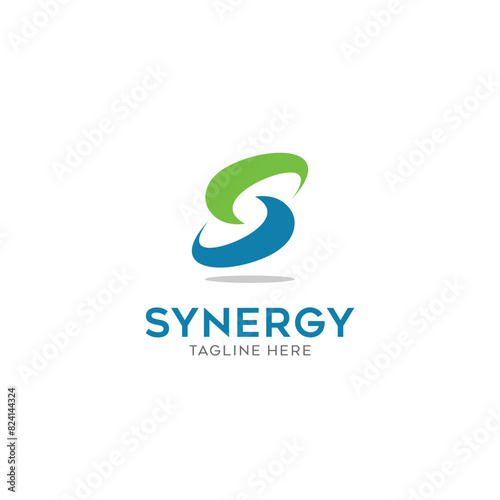 letter S logo design template, the logo concept synergy of two or more entities working together, The interlocking circles represent the coming together of diverse elements 