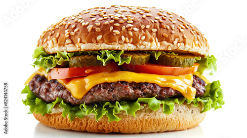 Cheeseburger with Melted Cheese - Burger, Bacon, Picles and Salad