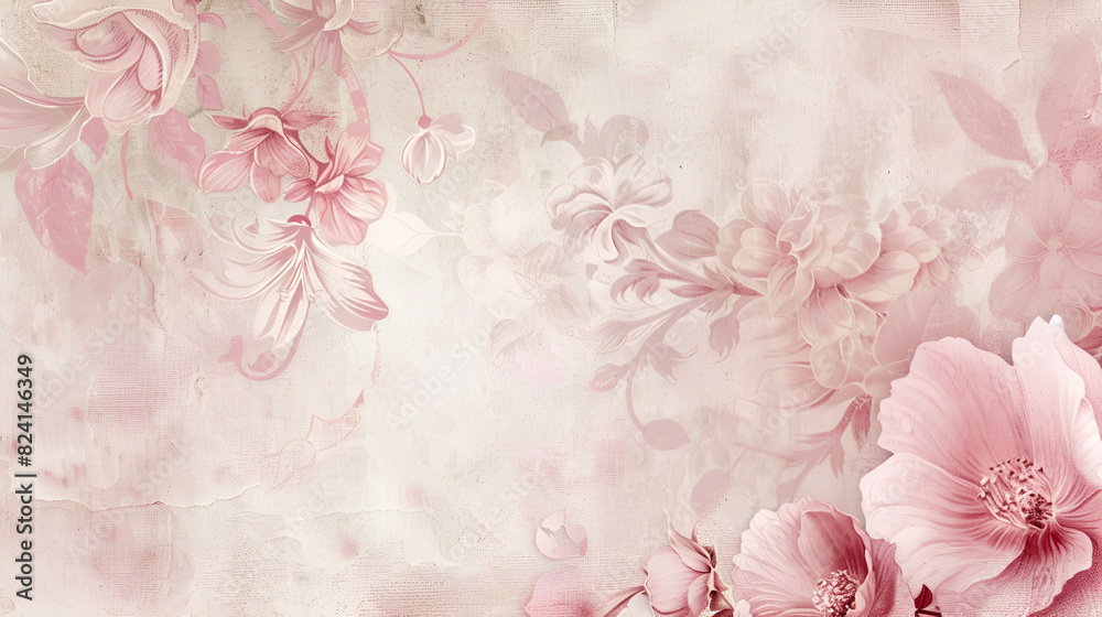 fondo en tono rosa pastel floreado con flores en marca de agua con ...