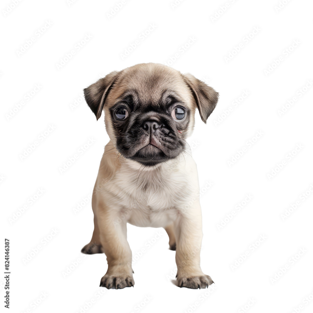Cute pug puppy isolated on transparent background. Cute pug puppy isolated on transparent background.